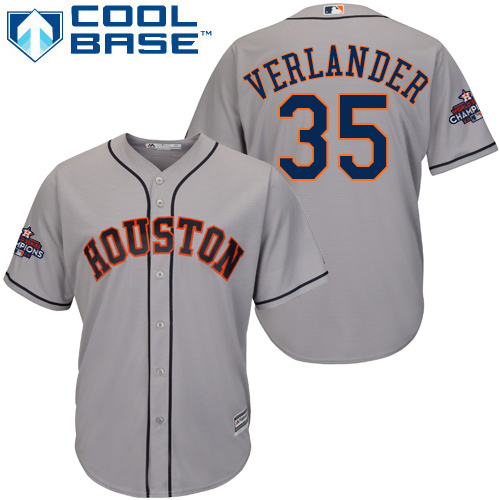 Astros #35 Justin Verlander Grey Cool Base World Series Champions Stitched Youth MLB Jersey